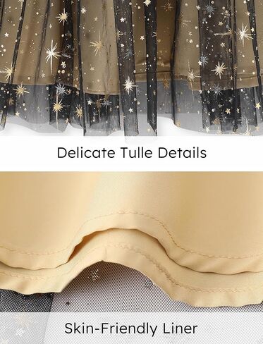 فستان بات بات للفتيات الصغيرات بأكمام طويلة وقميص شبكي لامع مزين بالترتر وتنورة توتو in Kuwait