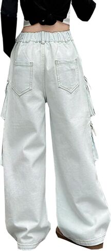 SANGTREE Girls High Waist Baggy Y2k Wide Leg Cargo Pants, 4-14 Years in Kuwait