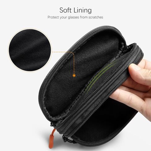 Double Eyeglasses Case Soft Portable Zipper Sunglasses Pouch with Keychain Clip for Men Women in Kuwait