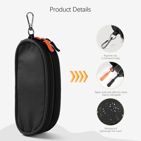 Double Eyeglasses Case Soft Portable Zipper Sunglasses Pouch with Keychain Clip for Men Women in Kuwait