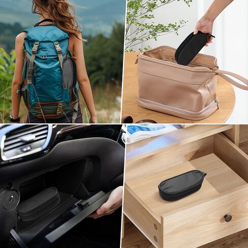Double Eyeglasses Case Soft Portable Zipper Sunglasses Pouch with Keychain Clip for Men Women in Kuwait