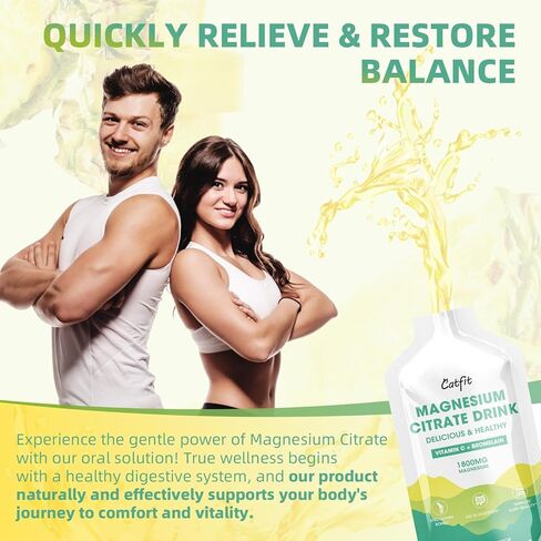 مكمل سائل سيترات المغنيسيوم 1800 مجم، مشروب المغنيسيوم/محلول فموي مع البروميلين وفيتامين والزنك والصوديوم للنوم والعضلات والقلب ودعم الهضم والإمساك، والأناناس، 10 أونصة سائلة (10 قطع) in Kuwait