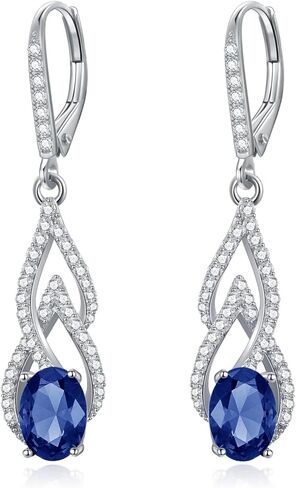 Nature Birthstone Earrings for Women 925 Sterling Silver Bride Vintage Earrings Cubic Zirconia Earrings Birthstone Christmas Jewelry Gifts for Women in Kuwait