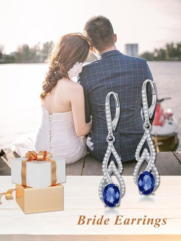 Nature Birthstone Earrings for Women 925 Sterling Silver Bride Vintage Earrings Cubic Zirconia Earrings Birthstone Christmas Jewelry Gifts for Women in Kuwait