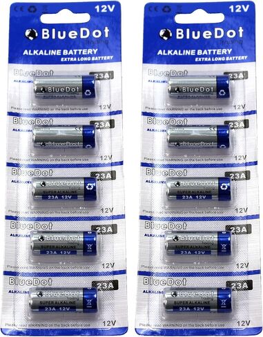 BlueDot Trading 12 Volt Alkaline Dry Cell Batteries for Garage Door Opener, Wireless Doorbell, Remote Controls, and Other Electronic Devices, 10 Count in Saudi Arabia