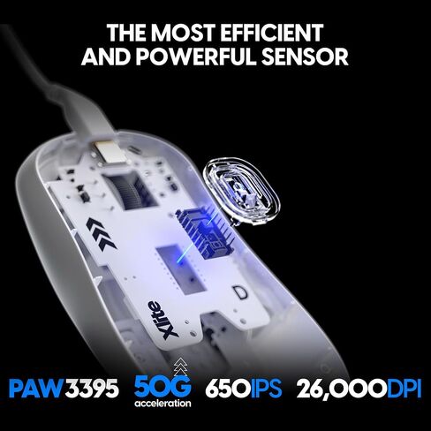 Pulsar Gaming Gears Xlite Wired Gaming Mouse, Ultra Lightweight 1.83 oz (52g), Ergonomic, Optical Switch, 26000 DPI, Motion Sync, PAW3395 Sensor (Medium, Wired, Black) in Saudi Arabia