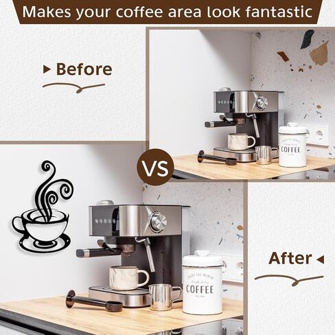 Oubasa Metal Pour Coffee Cup Wall Decor, Black Coffee Cup Silhouette Wall Art, Minimalist Cafe Themed for Office Coffee Bar Shop Home Decorations (Coffee) in Kuwait