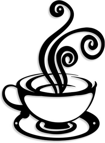 Oubasa Metal Pour Coffee Cup Wall Decor, Black Coffee Cup Silhouette Wall Art, Minimalist Cafe Themed for Office Coffee Bar Shop Home Decorations (Coffee) in Kuwait