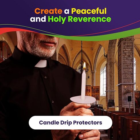 104 Candle Drip Protectors/Candle Bobeches for Devotional Candlelight Vigils, Church Service, Bobeches for Candlesticks - Box of 104 Drip Protectors/Paper Bobeche, White 3" Diameter - Candle Drip Tray in Saudi Arabia