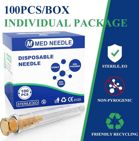 23 Gauge 5/8 Inch(16MM) Luer Lock Disposable Needle Individually Packaged for Laboratory Liquid Measurement, Plant Experimental Injection and Filling Ink(100 PCS) in Kuwait