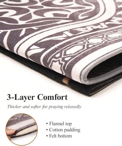سجادة صلاة سميكة، سجادة صلاة إسلامية ناعمة للرجال والنساء، سجادة صلاة مع خرزات صلاة إسلامية لهدايا رمضان للسفر في عيد المسلمين، القبلة (وردي) in Kuwait