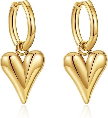 Chunky Gold Hoops Earrings for Women,18K Gold Plated Stainless Steel Earrings with Convertible Dangle,Hypoallergenic Trendy Jewelry Gift for Women in Saudi Arabia