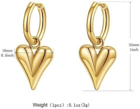 Chunky Gold Hoops Earrings for Women,18K Gold Plated Stainless Steel Earrings with Convertible Dangle,Hypoallergenic Trendy Jewelry Gift for Women in Saudi Arabia
