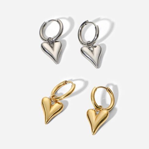 Chunky Gold Hoops Earrings for Women,18K Gold Plated Stainless Steel Earrings with Convertible Dangle,Hypoallergenic Trendy Jewelry Gift for Women in Saudi Arabia