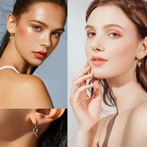 Chunky Gold Hoops Earrings for Women,18K Gold Plated Stainless Steel Earrings with Convertible Dangle,Hypoallergenic Trendy Jewelry Gift for Women in Saudi Arabia