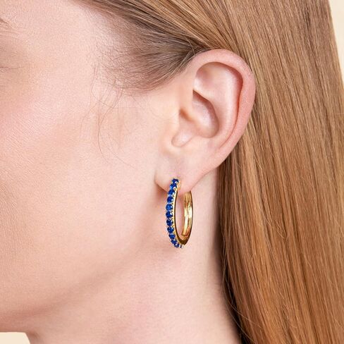 MORGAN & PAIGE Yellow Gold-Plated .925 Sterling Silver Hoop Earrings for Women - Choice of Birthstone Hypoallergenic Gold-Plated Earrings in Kuwait