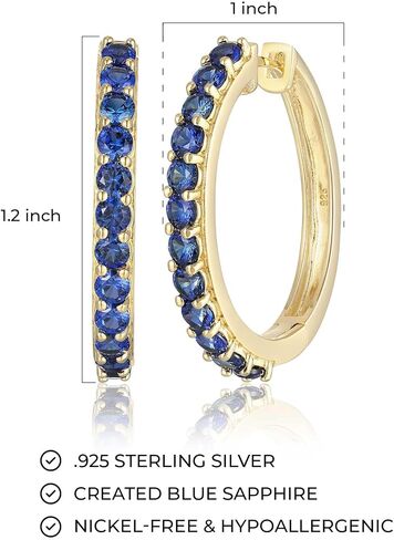 MORGAN & PAIGE Yellow Gold-Plated .925 Sterling Silver Hoop Earrings for Women - Choice of Birthstone Hypoallergenic Gold-Plated Earrings in Kuwait