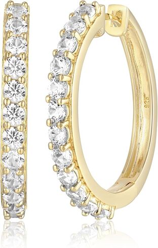 MORGAN & PAIGE Yellow Gold-Plated .925 Sterling Silver Hoop Earrings for Women - Choice of Birthstone Hypoallergenic Gold-Plated Earrings in Kuwait