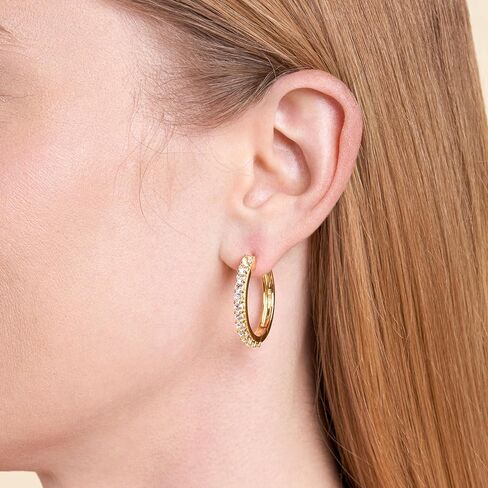 MORGAN & PAIGE Yellow Gold-Plated .925 Sterling Silver Hoop Earrings for Women - Choice of Birthstone Hypoallergenic Gold-Plated Earrings in Kuwait