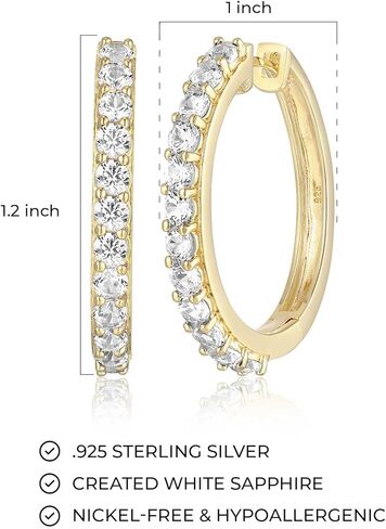 MORGAN & PAIGE Yellow Gold-Plated .925 Sterling Silver Hoop Earrings for Women - Choice of Birthstone Hypoallergenic Gold-Plated Earrings in Kuwait