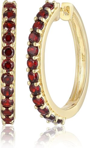 MORGAN & PAIGE Yellow Gold-Plated .925 Sterling Silver Hoop Earrings for Women - Choice of Birthstone Hypoallergenic Gold-Plated Earrings in Kuwait