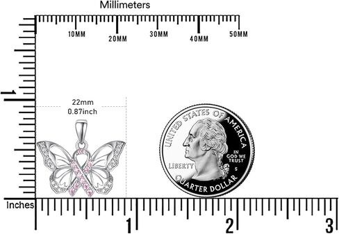 TANGPOET Cancer Necklace Gifts for Women 925 Sterling Silver Cancer Awareness Butterfly Pendant Necklace Jewelry Strength Inspirational Gifts for Cancer Survivors with 18"+2" Chain in Kuwait