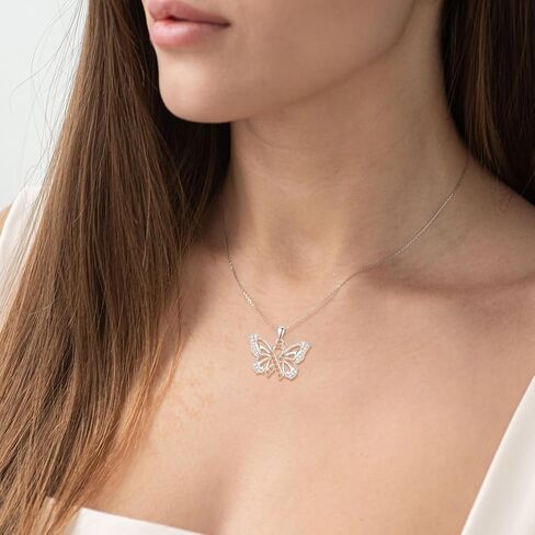 TANGPOET Cancer Necklace Gifts for Women 925 Sterling Silver Cancer Awareness Butterfly Pendant Necklace Jewelry Strength Inspirational Gifts for Cancer Survivors with 18"+2" Chain in Kuwait