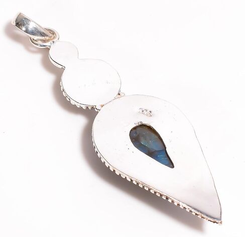 925 Sterling Silver Bohemian Pendant Necklace for Women with Drop Green Turquoise Gemstone in Saudi Arabia