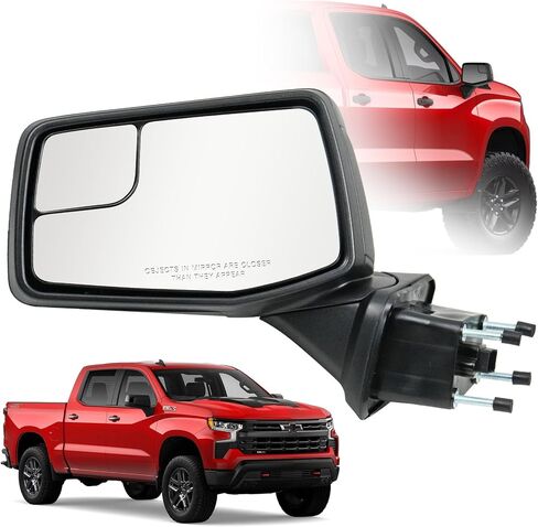 Passenger Right Side Door Mirror for 2019-2024 Chevy Silverado 1500, with Heated Power and Convex Blind Spot Glass Temperature Sensor Manual Folding, Replace#GM1321583(7 Pins) in Kuwait