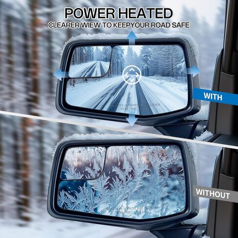 Passenger Right Side Door Mirror for 2019-2024 Chevy Silverado 1500, with Heated Power and Convex Blind Spot Glass Temperature Sensor Manual Folding, Replace#GM1321583(7 Pins) in Kuwait