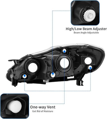 DWVO Headlight Assembly Compatible with 2003 2004 2005 2006 2007 2008 Corolla 03-08 Corolla Headlamps Replacement Black Housing Amber Reflector Clear Lens in Saudi Arabia