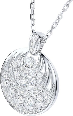 THELANDA Genuine Moissanite Sterling Silver Moon and Sun Round Plain Pendant Necklace, Adjustable 18-20 Inch Chain with Lobster Clasp, Fine Jewelry Gift for Women in Kuwait
