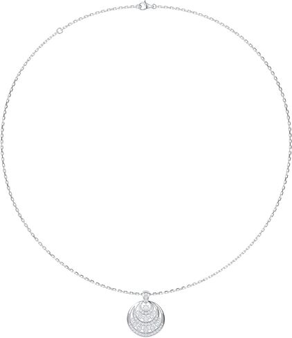 THELANDA Genuine Moissanite Sterling Silver Moon and Sun Round Plain Pendant Necklace, Adjustable 18-20 Inch Chain with Lobster Clasp, Fine Jewelry Gift for Women in Kuwait