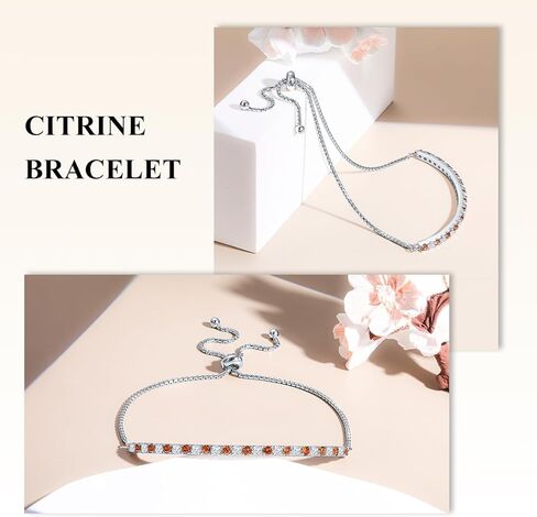 Moissanite Tennis Bracelet, Birthstone Bracelets for Women 14K White Gold Plated Sterling Silver 2mm Multicolor Adjustable Tennis Bracelets for Women, Size 7.25" in Kuwait