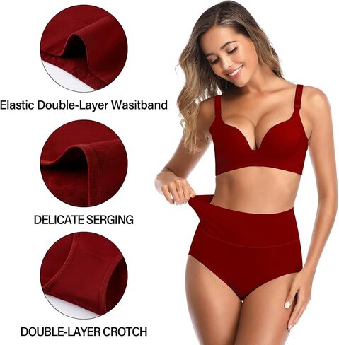 K-CHEONY Women's Underwear High Waisted Cotton Briefs Breathable Full Coverage Panties Multipack Regular and Plus Size in Saudi Arabia