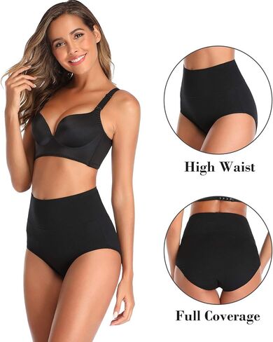 K-CHEONY Women's Underwear High Waisted Cotton Briefs Breathable Full Coverage Panties Multipack Regular and Plus Size in Saudi Arabia