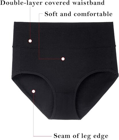 K-CHEONY Women's Underwear High Waisted Cotton Briefs Breathable Full Coverage Panties Multipack Regular and Plus Size in Saudi Arabia
