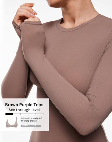 INLYRIC Women's Long Sleeve T-Shirts Crew Neck Basic Fitted Slim Crop Tops Going Out Trendy Dressy Tops Tees in Kuwait