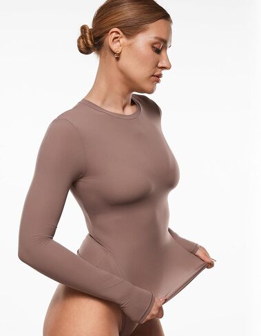 INLYRIC Women's Long Sleeve T-Shirts Crew Neck Basic Fitted Slim Crop Tops Going Out Trendy Dressy Tops Tees in Kuwait