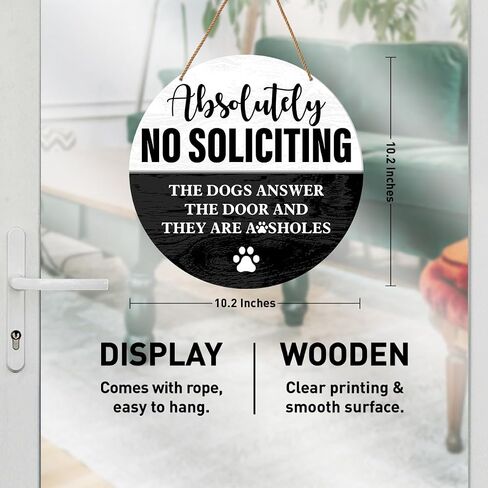 No Soliciting Sign for Front Door, Unwelcome Wooden Hanging Sign for House Front Door Porch Decor Rustic Wall Decoration in Saudi Arabia