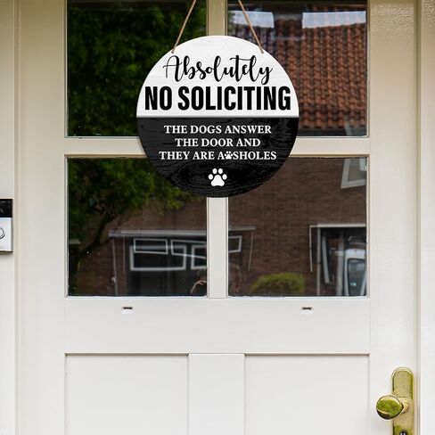 No Soliciting Sign for Front Door, Unwelcome Wooden Hanging Sign for House Front Door Porch Decor Rustic Wall Decoration in Saudi Arabia