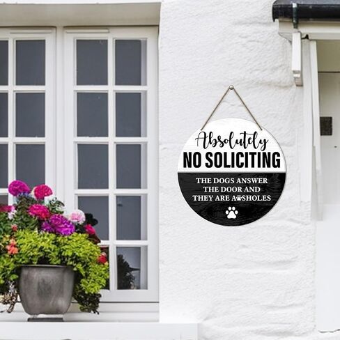 No Soliciting Sign for Front Door, Unwelcome Wooden Hanging Sign for House Front Door Porch Decor Rustic Wall Decoration in Saudi Arabia