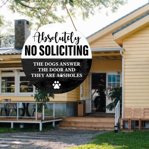 No Soliciting Sign for Front Door, Unwelcome Wooden Hanging Sign for House Front Door Porch Decor Rustic Wall Decoration in Saudi Arabia