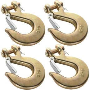 LANIAKEA 4Pack 3/8 Inch Clevis Slip Hook, Heavy Duty Forged Steel Safety Hook with Latch, G70 Tow Chain Wrecker Truck Trailer Tie Down, 24,000 lbs Capacity