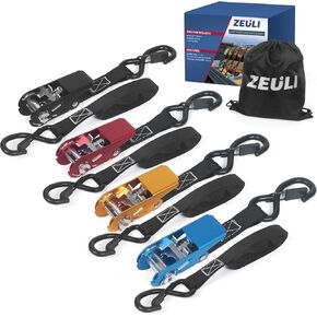 Ratchet Straps Heavy Duty 4 Pack - 10 Ft - 1800 lbs Breaking Limit, Ratchet Tie Down Straps with Safety Lock S Hooks - Cargo Straps for Moving, Appliances, Motorcycle