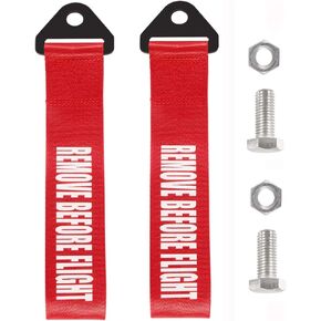 2PCS Racing Tow Strap Red High Strength Tow Strap Universal Cars Set Belt Nylon Strap Traction Rope Trailer Hook Compatible with Front or Rear Bumper Towing Hooks Decorative Trailer Belt (Red)