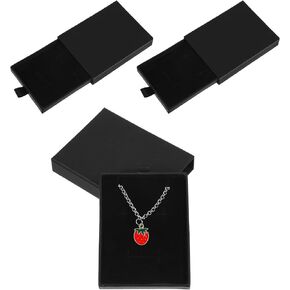 JIYIN 3Pack Jewelry Gift Boxes 2.8 x 3.5 x 0.7Inch Small Gift Boxes, Cardboard Jewelry Boxes Drawer Type Jewelry Organizer Box Jewelry Gift Boxes For Necklace Bracelets Ring Earring Display Box(Black)