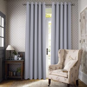 always4u 100% Blackout Linen Textured Curtains 95 inch Long Burlap Casual Weave Grommet Window Treatment for Living Room Bedroom 2 Panels Light Grey
