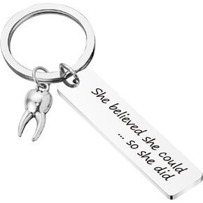 Dentist Gift Tooth Charm Keychain Dental Hygienist Keychain New Dentist Gift DH Keychain Dental Assistant Keychain