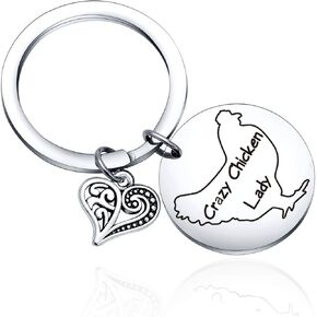 Crazy Chicken Lady Gift Crazy Chicken Keychain Hen Farmer Lovers Gift Poultry Farm Chicken Mom Keyring